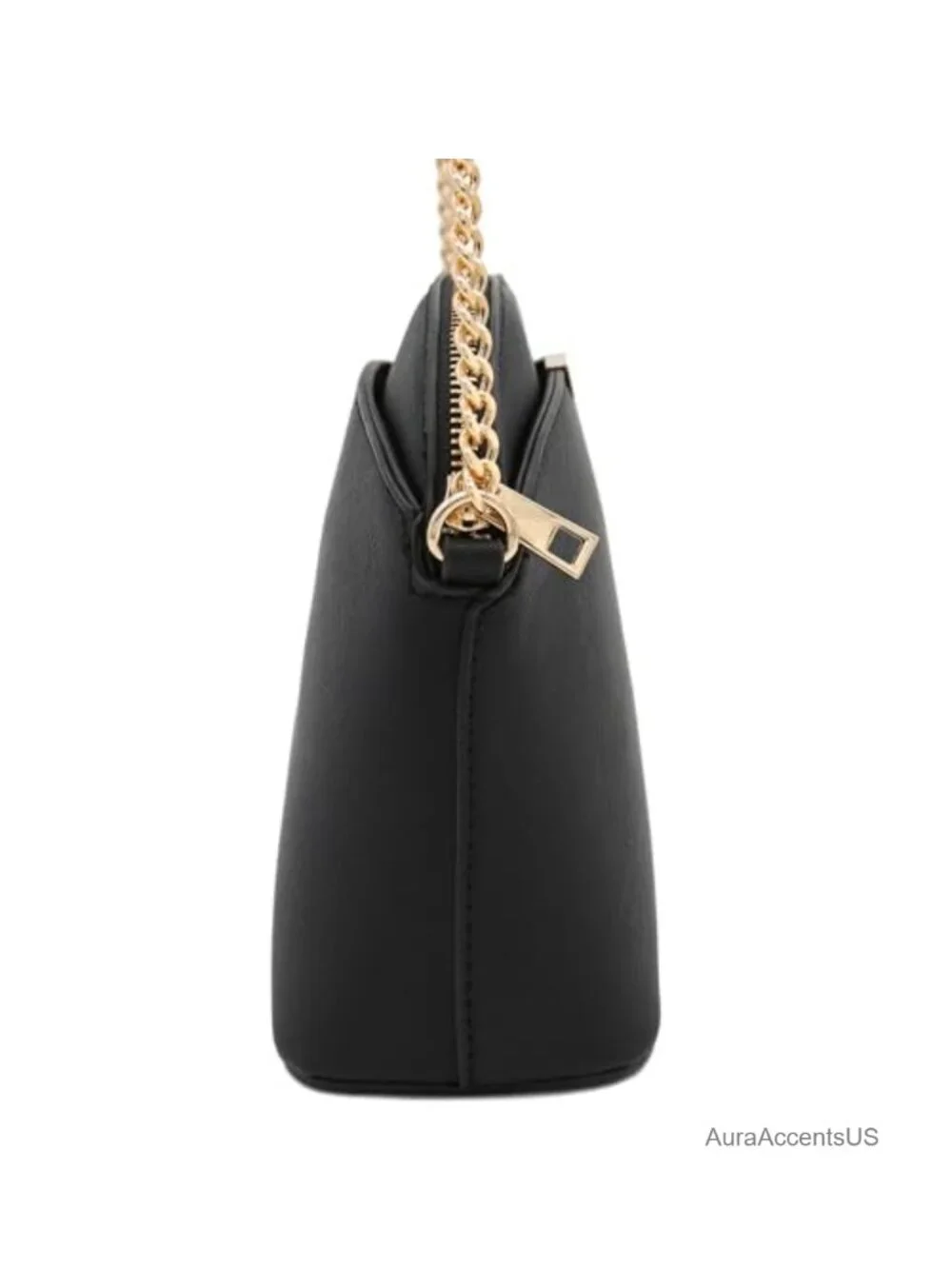 Faux Leather Saffiano Dome Crossbody with Chain Strap